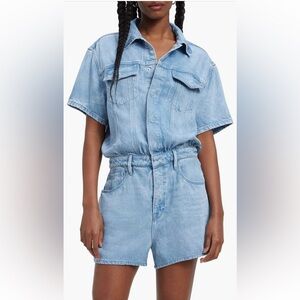 Good American Denim Women's Weightless Short Jumpsuit, XS, NWT
